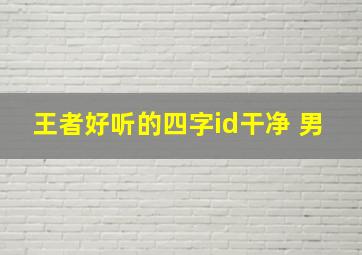 王者好听的四字id干净 男